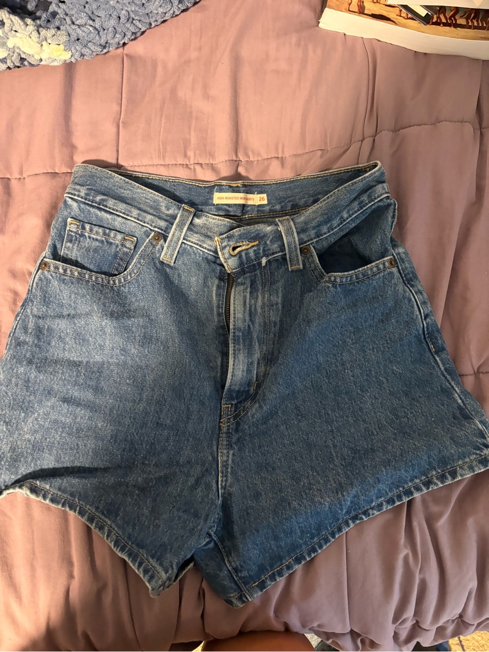 Levi's Blue High-Rise Denim Shorts